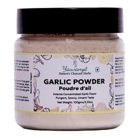 Yauvanya Garlic Fine Powder, 100g Jar, Vegan, Indian Spice, Gluten-Free, for Soups, Stews, Pastas, Curries, Seafood