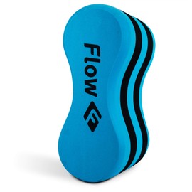 Flow Swim Gear Training Pull Buoy - Pull Float for Pool Lap Swimming in Adult and Junior Sizes (Blue/Black, Junior)