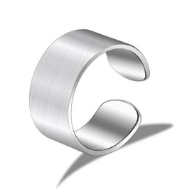 ALEXCRAFT S925 Chunky Ring Silver Matt Brushed Women Men Open Adjustable Gifts for Women Girlfriend Mum Girls Valentine's Day Width 5 mm 10 mm 15 mm