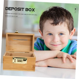 Homoyoyo Box Money Box with Lock Coin Saver Decorative Desktop Storage Container Piggy Banks Wood with Lock Memory Box Money Savings Bank Flip Lid Desk Travel Wrought Iron