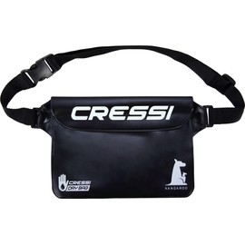 Cressi Kangaroo Dry Pouch Bundle Black + Blue - 2 Waterproof Cell Phone and Object Pouches, 1 Black + 1 Blue, One Size, Adult Unisex
