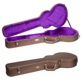 Crossrock Wooden Electric Guitar Case for Les Paul Style | Chocolate Brown Finish, Purple Velvet Interior, Lock – Designer Series(CRW520LCB)