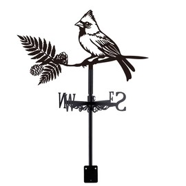 SUPERDANT Bird Weather Vane for Roof Northern Cardinal Metal Weathervane Bird on Branch Wind Vanes for Sheds Black Wind Direction Indicator for Farmhouse Yard Farm Shed Garden Decoration