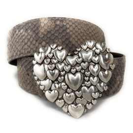 CENO Belt Buckle Heart Interchangeable Buckle Buckle Interchangeable Buckle Clasp 92043 Silver M, silver
