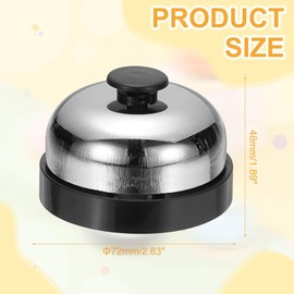 PATIKIL Call Bell, 2.83 inch Small Desk Service Ring Bell Buzzers for Front Desk Reception Counter Dinner Bar Hotel Classroom Game, Black Silver, 1 Pack