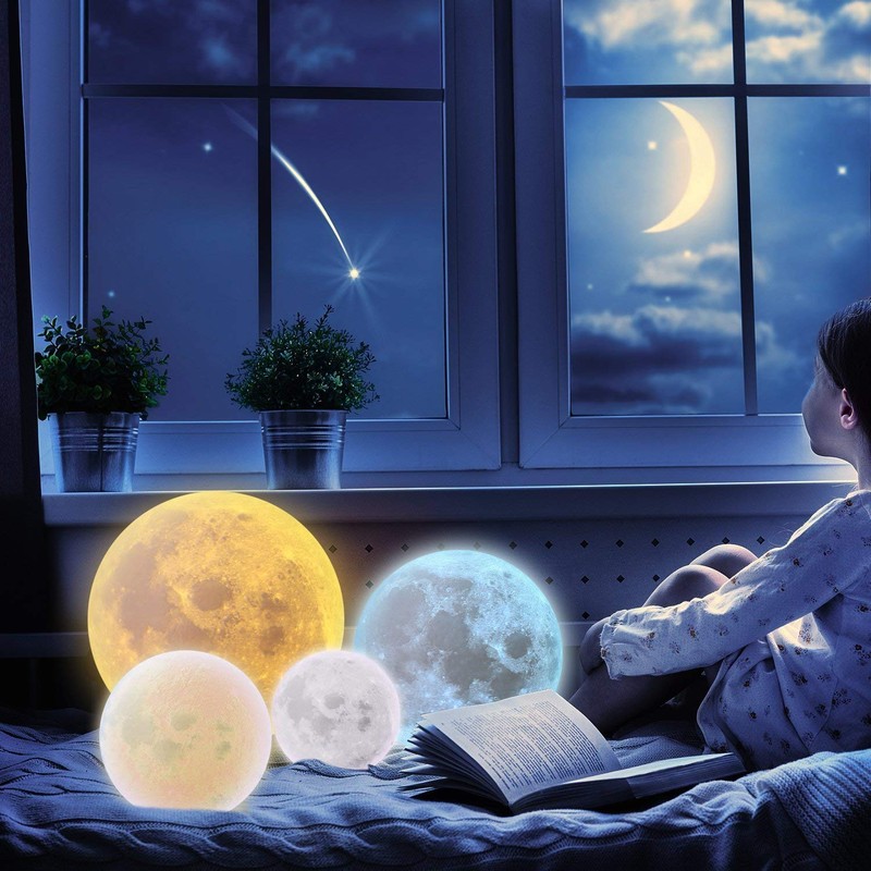 DESABF Full Moon Lamp 3D LED Night Modern Floor Lamp