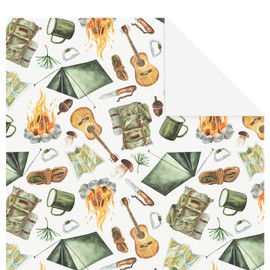 JarThenaAMCS 6 Sheets Summer Camping Wrapping Paper Camp Tent Bonfire - Not Roll - Watercolor Gift Wrap Paper Folded Flat for DIY Crafts Birthday Holiday Camp Party, 27.6 x 39.4 Inch