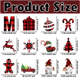 Magnetic Christmas Garage Door Decorations 26 Pieces, Christmas Refrigerator Magnets Decals, Buffalo Plaid Car Magnets Stickers, Xmas Garage Door Murals, Holiday Outdoor Decor, Xmas Home Party Decor