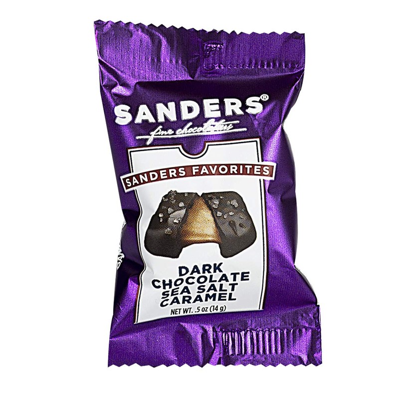 Sanders Dark Chocolate Sea Salt Caramels, Kettle Cooked Caramel Covered
