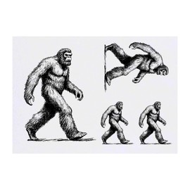 4 x 'Bigfoot Walking' Temporary Tattoos - Water Resistant, Skin-Safe, Non-Toxic Transfers, Mixed Sizes (TO00082798)