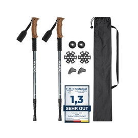 JELEX Nature Telescopic Walking Poles for Nordic Walking Adjustable, Includes Various Attachments for Outdoor Activities, Ultralight Hiking Poles with Antishock Technology (Blue Premium)