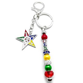 Chan PinPin Order Of The Eastern Star Society Members Jewelry Keychain OES letter Metal Pendant Keyring for Sorority Society Gift Souvenir, Multi, Large