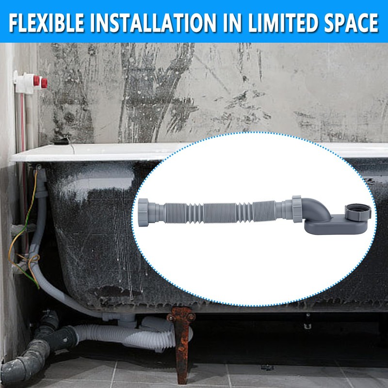 Low Profile 1 1/2 P Trap, Flexible Bathtub Shower Drain