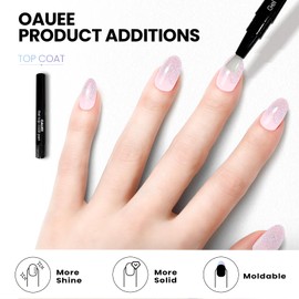 Oauee Semi Cured Gel Nail Strips | Built-In Gel Top Coat | UV Light Required | Salon Quality, Easy Application And Removal (Lilac Glitter)