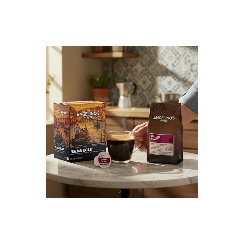 Angelino's Coffee Italian Roast Coffee Pods, 24 Count – Extra