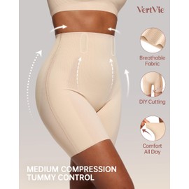 Vertvie Tummy Control Shapewear Shorts for Women Butt Lifting Body Shaper Shorts High Waisted Seamless Girdles Under Dress(Nude,X-Large)