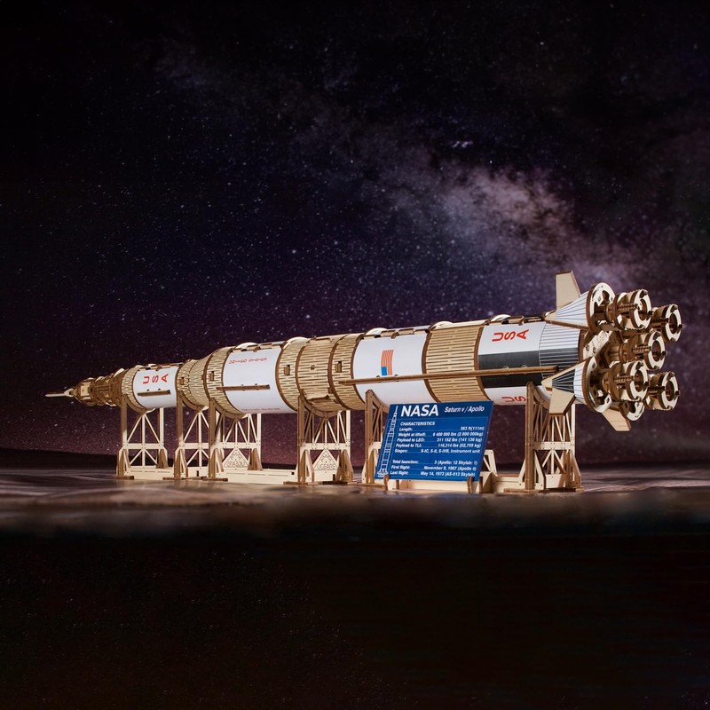 UGEARS NASA Saturn V Model Rocket Kit - Space Ship