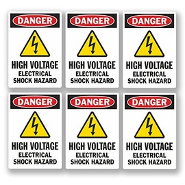 DestinationVinyl 6 x Small 5.25cm x 7.5cm Yellow and Black Multi Cartoon High Voltage Animal Bubble Waterproof Vinyl Stickers for Vehicle, Wall, Smooth Surfaces