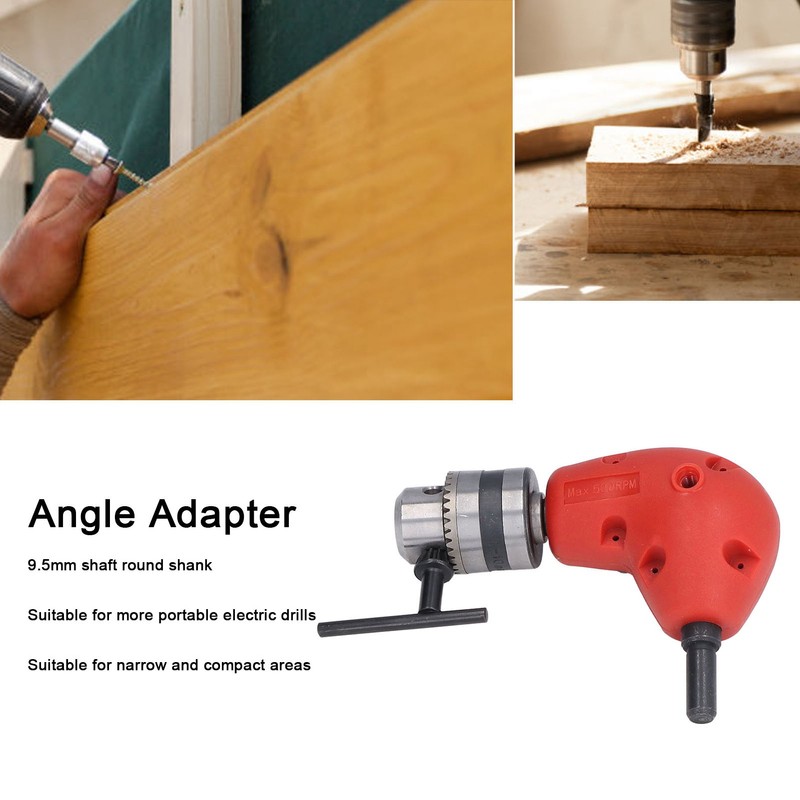 90° Angle Adapter Round Shank 9.5mm Electric Drill Chuck Attachment