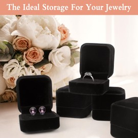8 Pieces Velvet Ring Box, Jewelry Gift Boxes Black Engagement Ring Box , Ring Box for Wedding Engagement Anniversary