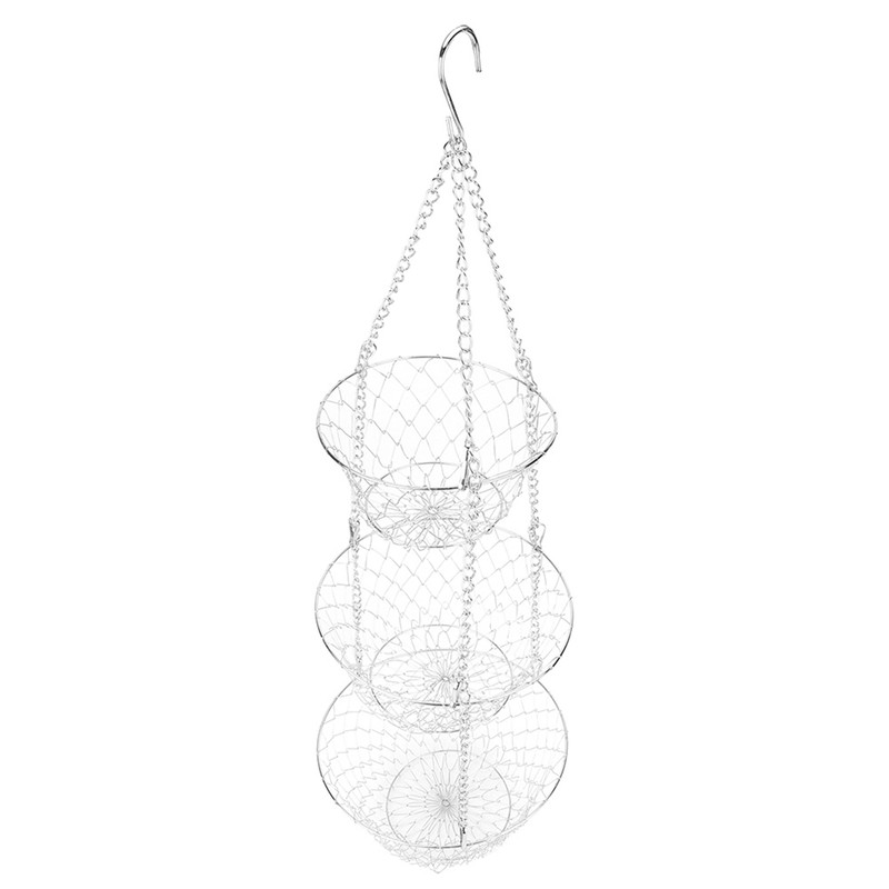 3‑Tier Flower Basket Iron Wire Hanging Vegetable Storage Fruit Organizer