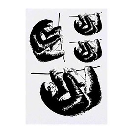 4 x 'Friendly Sloth' Temporary Tattoos - Water Resistant, Skin-Safe, Non-Toxic Transfers, Mixed Sizes (TO00012164)