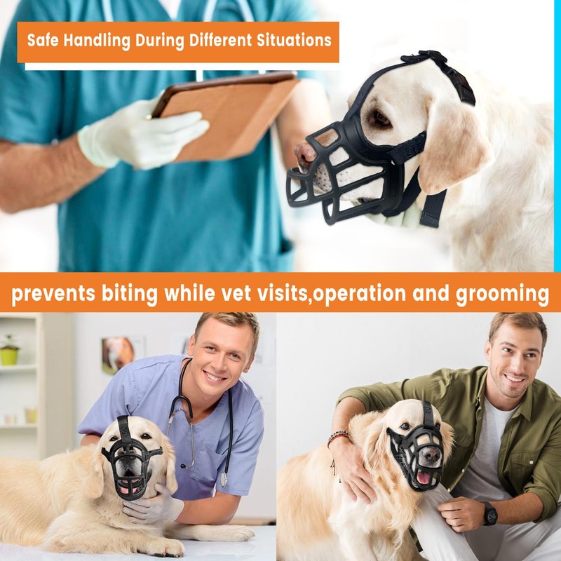 Dog Muzzle – Lightweight Breathable Basket Muzzle, Anti-Biting & Chewing,