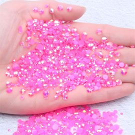 Flatback Rhinestones Round Gems for Nails Art and Crafts 1250Pcs SS20 5mm AB Crystals Glitter Stone DIY Bags Clothes Shoes (Light Rose Red AB)