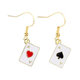 Poker Earrings for Women, Beautiful Aces Poker Stud Earrings, Hypoallergenic Hearts Ace Earrings, Funny Earrings, Jewellery Gift for Earrings, Festival, Party Decoration, Alloys