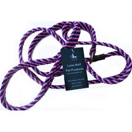 Lone Wolf Slip Lead for Dogs, 5/8 by 6-Feet, Pink/Purple Spiral