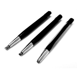 Scratch Brush Steel Bristle Retractable, Set of 3, Tips for Jewelry, Watch, Coin Cleaning, Electronic Applications, Auto Body Work by JTS