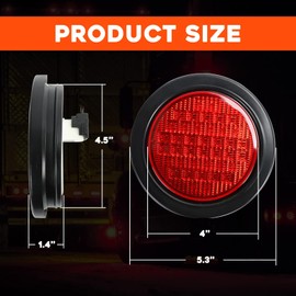 FSBCGT 2PCS 4" Round Red 40 LED Trailer Tail Lights, Grommet Plug Waterproof Stop Turn Signal Stop Brake Trailer Lights for Trucks Trailers RV Bus