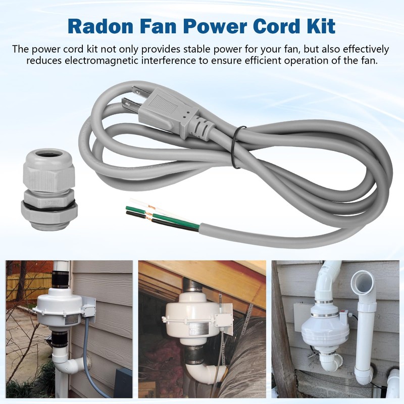 Power Cord Kit for RadonAway Radon Fans and Spruce Dryer