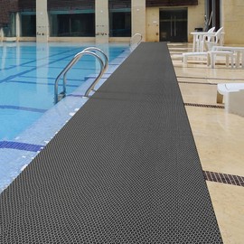 WLWLEO Pool Non Slip Mat Bathroom Anti-Fatigue PVC Rugs 3x20 Ft Heavy Duty Drainage Anti Slip Floor Mats for Commercial Restaurant Kitchen Washroom Sauna SPA Garage Entrance Warehouse,Gray/Grey,0.9×6M