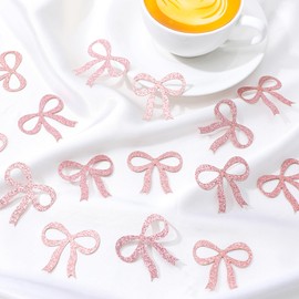 200 Pcs Bow Confetti Pink Table Glitter Confetti She's Tying The Knot Pink Bow Baby Shower Decorations for Girls Birthday Party Photo Props Coquette Ribbon Bridal Shower Wedding Supplies