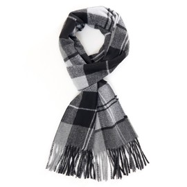 TAMOUKOC Mens Winter Warm Long Soft Scarf Plaid Classic Tassel Scarf for Women (Design#503)