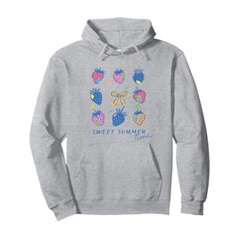Colorful Strawberries and Bow Illustration Sweet Summer Time Pullover Hoodie