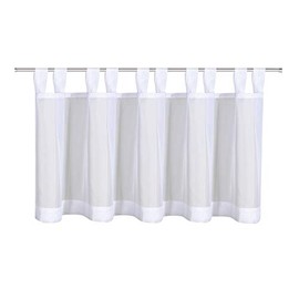 Happy Home Aylin Net Curtain - White - Transparent Bistro Curtain with Loops - Width / Height 145 x 50 cm - Voile Short Curtain for Kitchen & Bathroom - Modern & Easy to Clean