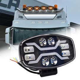 JALN7 Square 9" LED Light for SCANIA Off Road Spotlight Offroad Truck Auxiliary Square Driving Headlight MAN SUV Pickup Ford Toyota 100W 12V 24V White whit DRL Amber Flash 100W 22000LM 1pc