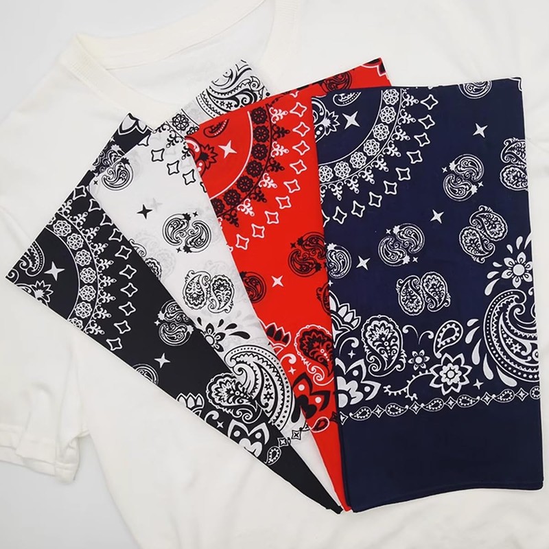 Trifong Bandana, 100% Cotton, Cashew Nut Pattern, Paisley Handkerchief, Unisex,