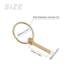 METALLIXITY 3PCS 6mmx43mm Lynch Pin with Ring Carbon Steel Lynch Pin Lock Clip Fastener Pin for Home Construction Tractor Trailer Truck Lawn Mower Trolley