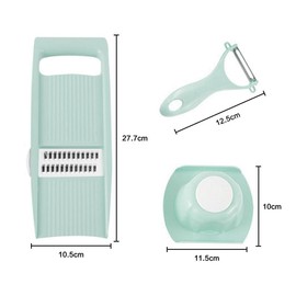 JZS 5 in 1 Mandoline Slicer for Kitchen, Vegetable Slicer Multi Blade Potato Chip Julienne Shredder and Peeler for Small Job in Kitchen,Green,2PCS