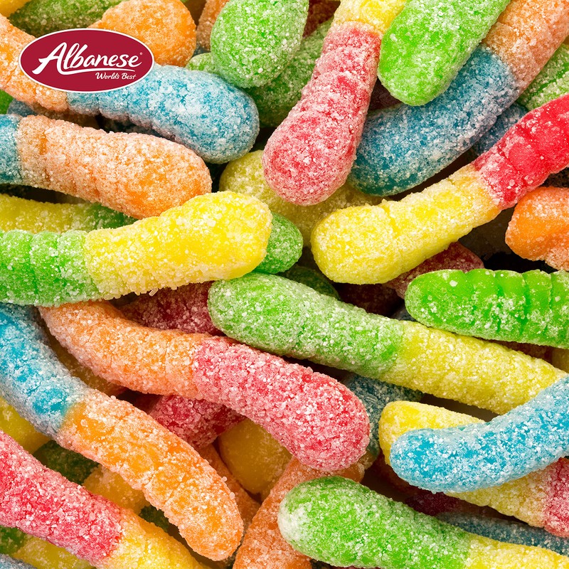 Albanese World's Best Sour Mini Neon Gummi Worms | 4.5lbs