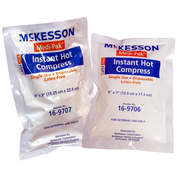 McKesson 16-9706 Medi-Pak Instant Hot Compress, 5" Width, 7" Length, 5" Width, 7" Length (Pack of 24)