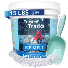 FIREKI Ice Melt, Pet Safe Ice Melt, 15 LBS Premium Snow Melter, Pure Magnesium Chloride, Safer for Pets, Concrete, Effective to -35 F, 15 lb