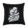 Skating Baby Chicks Skate with Skateboard Cute Skateboarding Throw Pillow