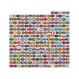 Sheet of Oval: All 256 World Flag Stickers (Countries Regions Small Set Every Country for Laptop Phone of Scrapbook (2 inch Wide Each Sticker)