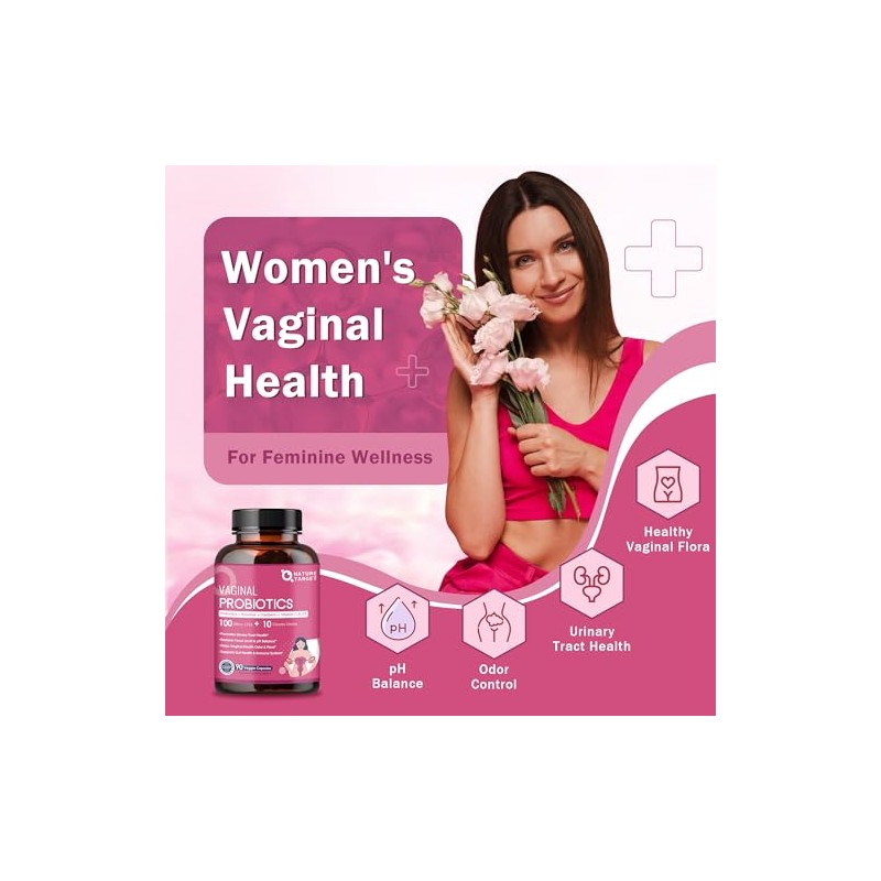 NATURE TARGET Probióticos vaginales para mujeres, 100 mil millones de
