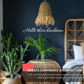 My Vinyl Story - Hello There Handsome - Inspirational Wall Decal Sticker Quotes Vinyl Art Love Words Sayings Decor Over The Bed Room Bathroom Possitive Affirmation, Removable (Black, 22x3 inches)