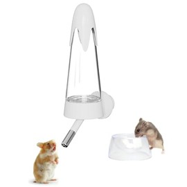 Botella de agua de hámster con soporte y tazón de comida, 2 en 1, botella de agua sin goteo de 4.2 onzas, para jerbo de conejillo de indias, ardilla, erizo, hámster, dispensador de agua de animales